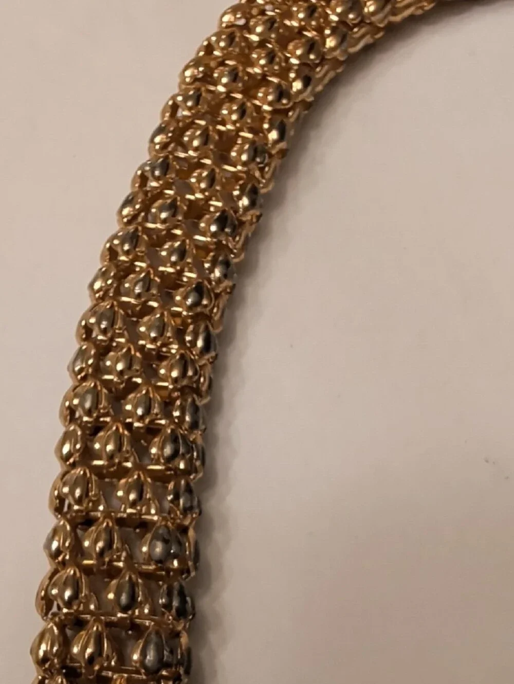 Gold Woven Chain Necklace and Bracelet Set (Discoloration)